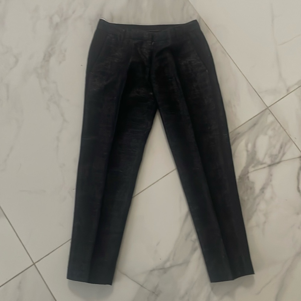 All Saints black cropped dress pants with tuxedo stripe. Size US 2